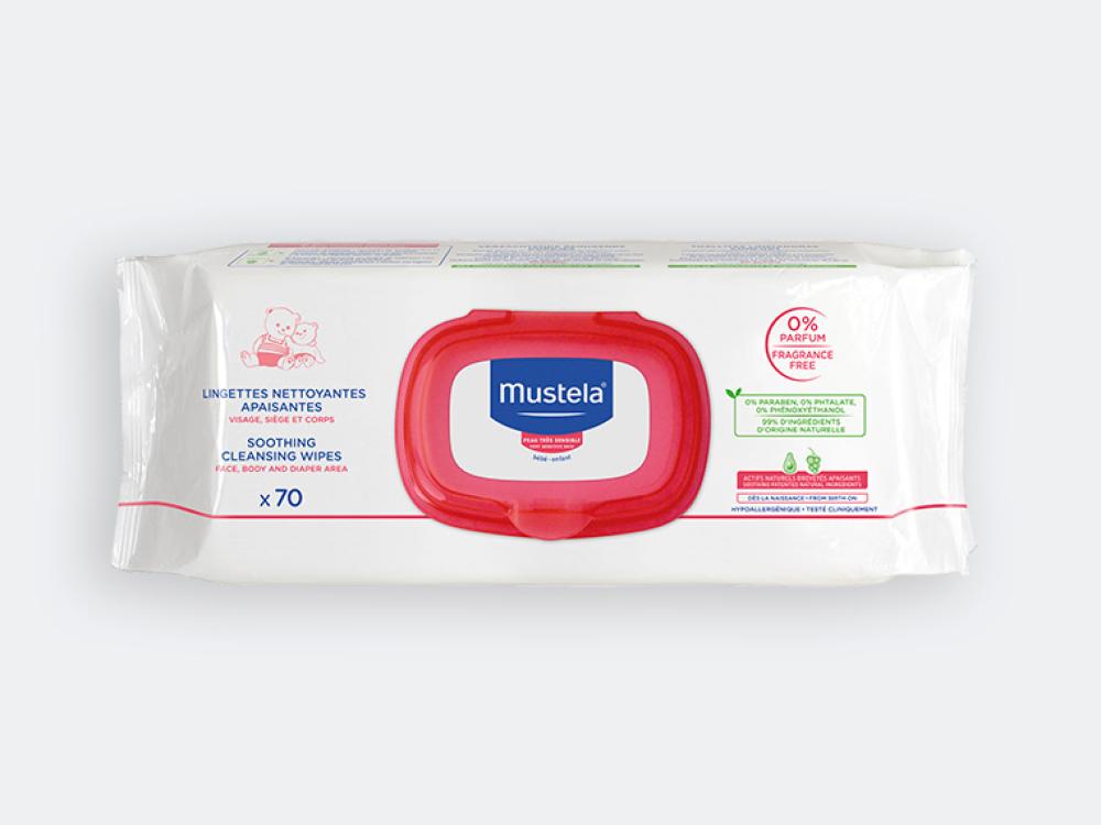 Soothing cleansing wipes for babies with very sensitive skin